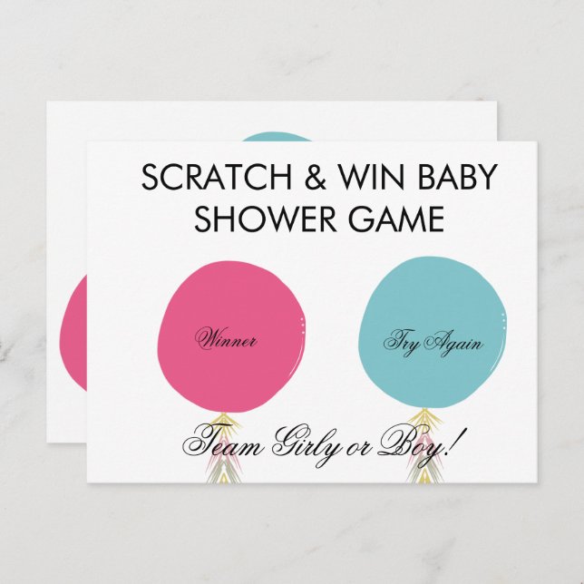 Cartão Postal De Anúncio Balloon Baby Gender Reveal DIY Scratch Card (Frente/Verso)