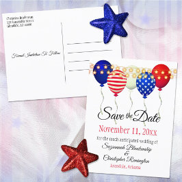 Cartão Postal De Anúncio Balões Patrióticos Casamento Save The Date Persona