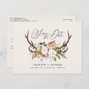 Cartão Postal De Anúncio Banda botânica russa, sábio elegante do casamento