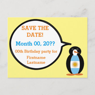 Cartão Postal De Anúncio Bandeira Argentina Pinguim Falante Sra.