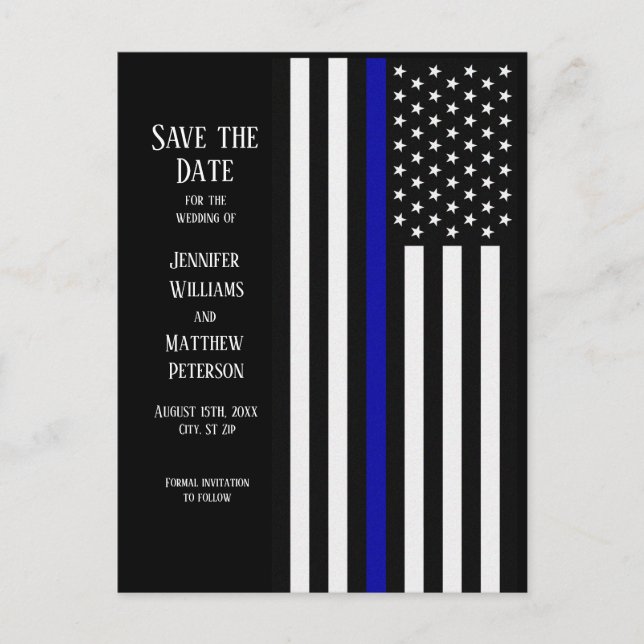 Cartão Postal De Anúncio Bandeira da Thin Blue Line (Frente)