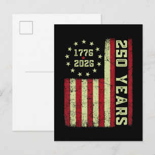 Cartão Postal De Anúncio Bandeira dos EUA de Aniversário de 250 anos