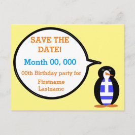 Cartão Postal De Anúncio Bandeira Grega Falante Sra. Penguin