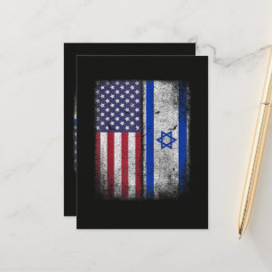 Cartão Postal De Anúncio Bandeira Israelense Americana Israel EUA Raízes Am