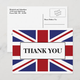 Cartão Postal De Anúncio Bandeira Union Jack Casamento Britânico Obrigado
