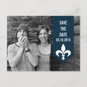 Cartão Postal De Anúncio Banner azul chic Flourish Salvar Cartão-Postal de 