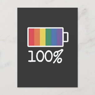Cartão Postal De Anúncio Bateria 100% Gay Engraçado Mês do Orgulho LGBT Igu