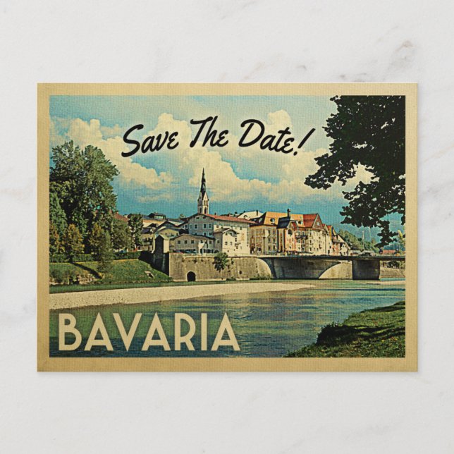 Cartão Postal De Anúncio Bavaria Save Date Germany Bad Tolz Isar River (Frente)