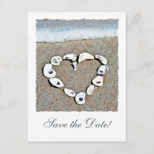 Cartão Postal De Anúncio Beach Heart Save the Date