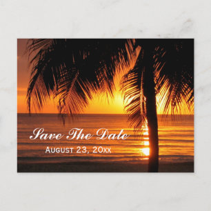 Cartão Postal De Anúncio Beach Salve a Data Destino Cartão de Casamento