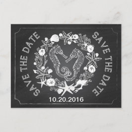 Cartão Postal De Anúncio Beach Seacavalo Seashell Chalkboard Salvar a Data