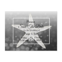 Beach Starfish Weding Date Postcard
