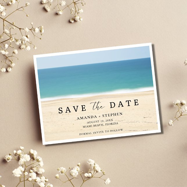 Cartão Postal De Anúncio Beach Wedding Save The Date (Criador carregado)