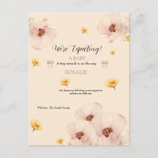 Cartão Postal De Anúncio Bebê Floral Suave