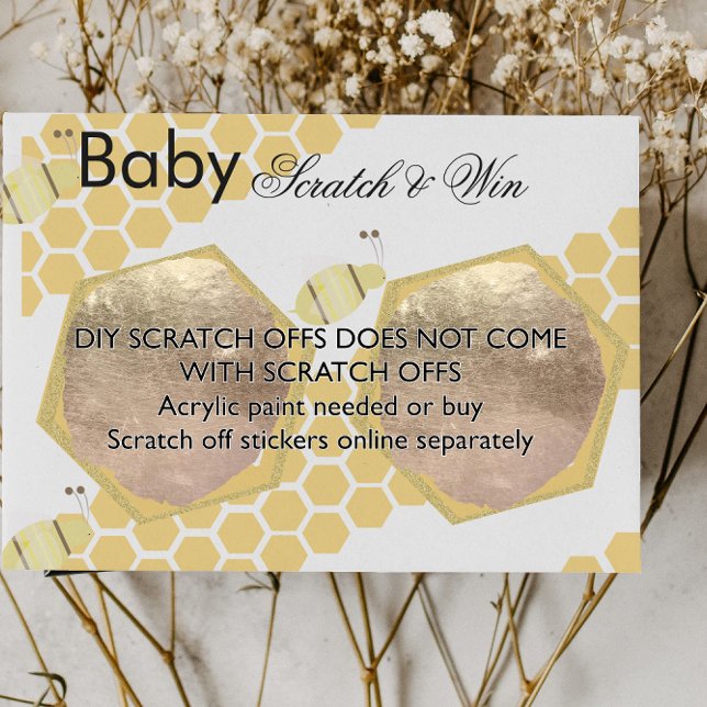 Cartão Postal De Anúncio Bee Honey Baby Shower Game DIY Scratch Card (Criador carregado)