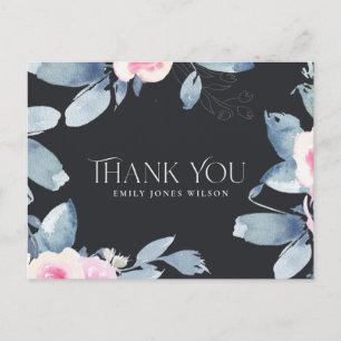 CARTÃO POSTAL DE ANÚNCIO BEGE ROSA AZUL FLORAL QUALQUER IDADE ANIVERSÁRIO O