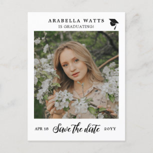 Cartão Postal De Anúncio Belo Script Graduação Foto para Salvar a Data