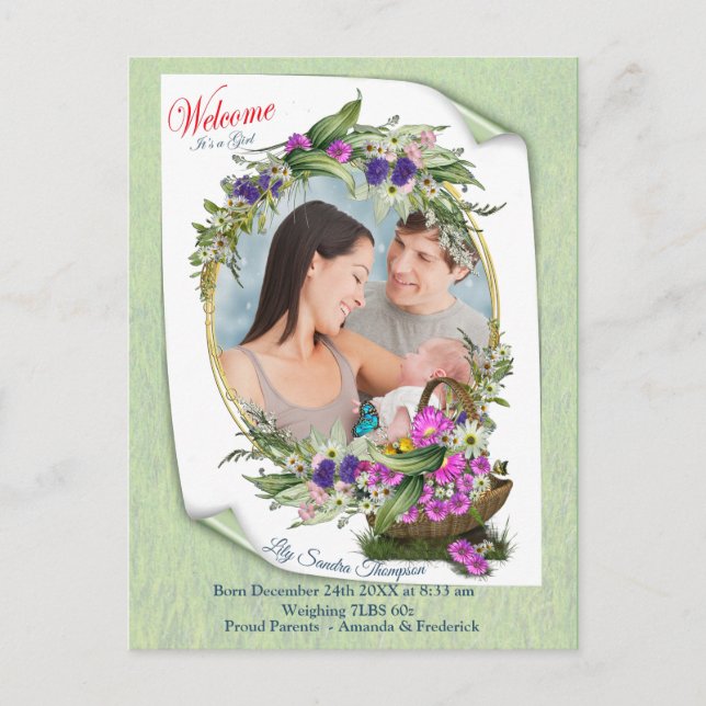 Cartão Postal De Anúncio Bem-vinda é uma Primavera (Frente)