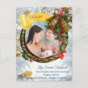 Cartão Postal De Anúncio Bem-vindo, é uma menina de Natal