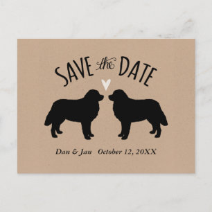 Cartão Postal De Anúncio Bernese Mountain Dogs Casamento Salve a Data