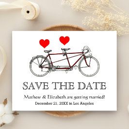 Cartão Postal De Anúncio Bicicleta Tandem Vintage Fofa Casamento Salvar A D