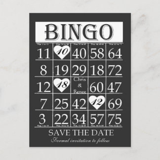 Cartão Postal De Anúncio Bingo Salve a data Cartão-postal preto e branco