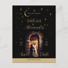 Cartão Postal De Anúncio Black and Gold Modern Whimsigoth Celestial Arch