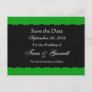 Cartão Postal De Anúncio Black Kelly Green Lace Data Casamento 02