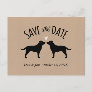 Cartão Postal De Anúncio Black Labrador Retrievers Casamento Salvar Data
