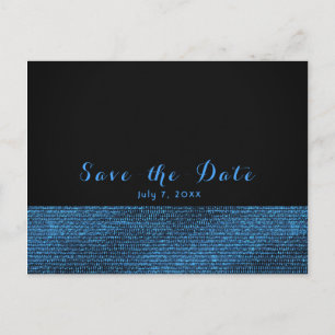 Cartão Postal De Anúncio Blue & Black Glam Moderno com Lantejoulas Save the