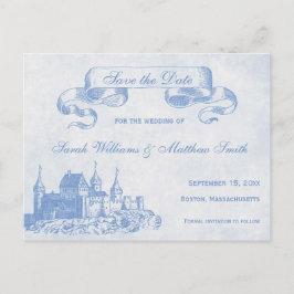 Cartão Postal De Anúncio Blue Fairytale Weding Date Postcard