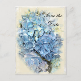 Cartão Postal De Anúncio Blue Hydrangea Flower Weding the Date