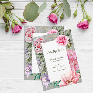 Cartão Postal De Anúncio Blush Garden Casamento Floral Romântico Salve a Da