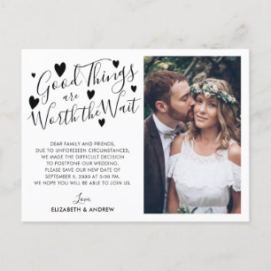 Cartão Postal De Anúncio Boas Coisas que Valem a Espera Mudar a Data Foto