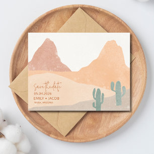 Cartão Postal De Anúncio Boho Desert Rust Terracotta Casamento Salve a Data