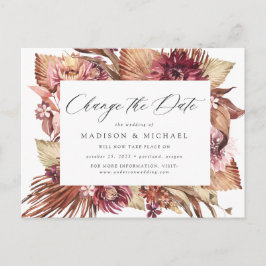 Cartão Postal De Anúncio Boho Floral do Deserto Troca de Data