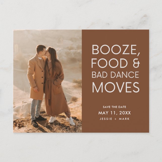 Cartão Postal De Anúncio Boho Foto Terracotta Casamento Salve a Data (Frente)