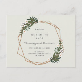 Cartão Postal De Anúncio Boho Geométrico Elopement Dourado Greenerescente