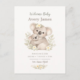 Cartão Postal De Anúncio Boho Neutral Koala Baby Cottagecore