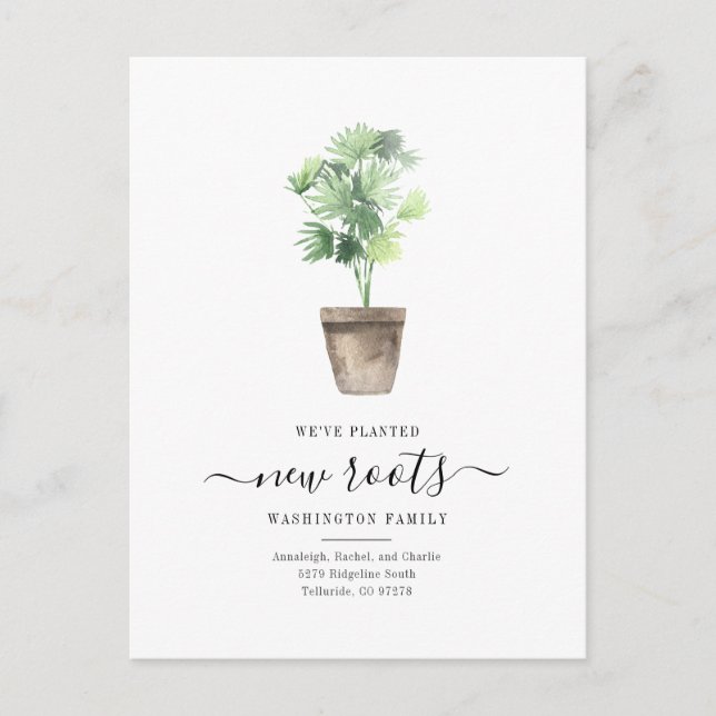 Cartão Postal De Anúncio Boho Plant Mudamos de Endereço (Frente)