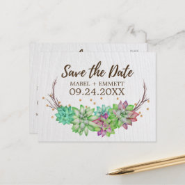 Cartão Postal De Anúncio Boho Rústico Floral de Hortelã Suculento Salve a D