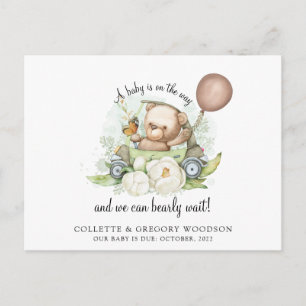 Cartão Postal De Anúncio Boho Teddy Bear Brown Sage Green Barly Espera 