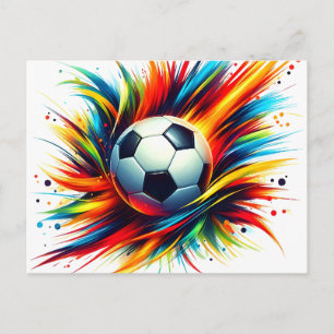 Cartão Postal De Anúncio Bola de Futebol Splash Futurista Futebol Abstrato