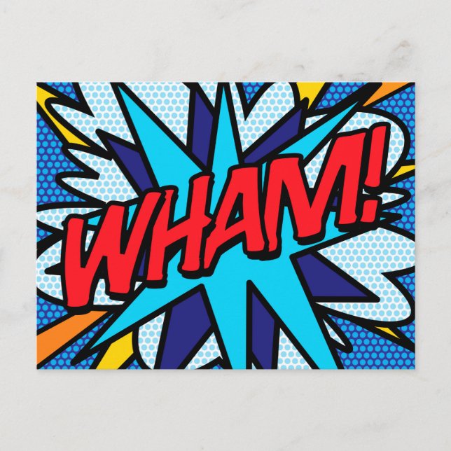Cartão Postal De Anúncio BOLHA DE FALA DA SUA MENSAGEM Divertido Retro WHAM (Frente)