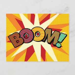 Cartão Postal De Anúncio BOOM Balão de Fala Mensagem Divertido Retro