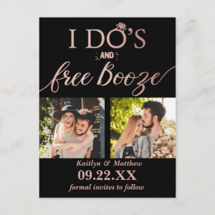 Cartão Postal De Anúncio Booze Livre Casamento Moderno Salve a Data