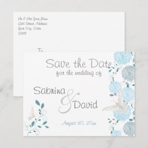 Cartão Postal De Anúncio Borboleta Céu Azul Crisântemo Save the Date