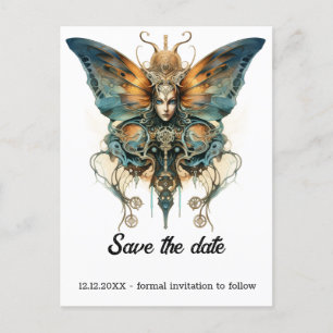 Cartão Postal De Anúncio Borboleta Fritilaria de Vapor Casamento Steampunk 