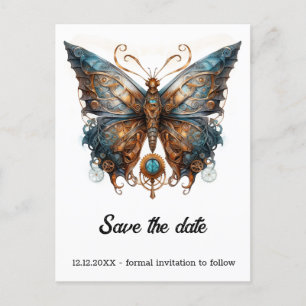 Cartão Postal De Anúncio Borboleta Morpho Gearmoth Casamento Steampunk