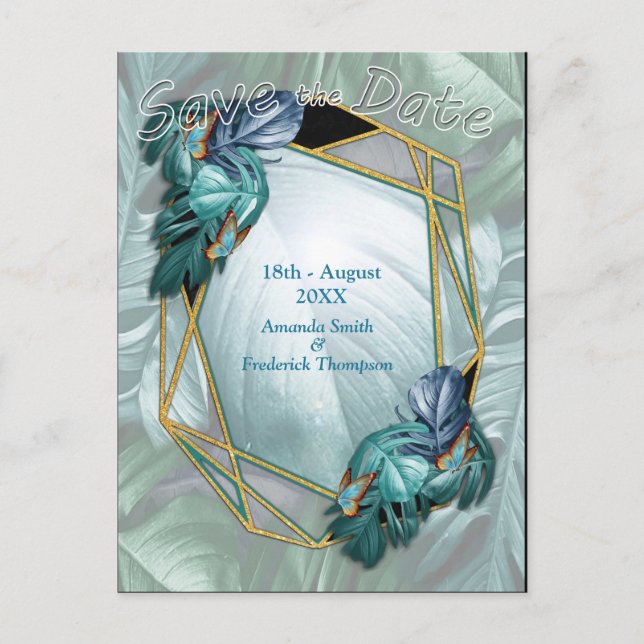 Cartão Postal De Anúncio Borboletas de Paraíso/Turquesa Tropical Splash (Frente)